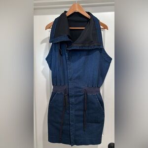 Blue denim Sleeveless Vest/Dress with Black Accents